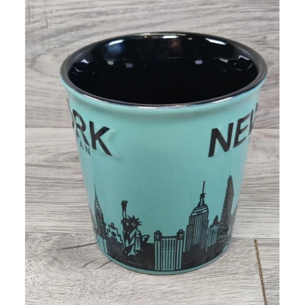 Manhattan New York Sky Line Green Coffee Mug 12 oz. Ceramic